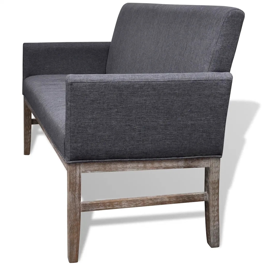 Panca con Cuscino Imbottito Tessuto Legno di Hevea Grigio Scuro CFW1564420