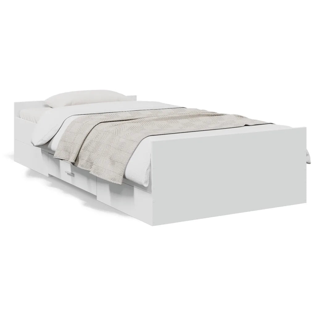 vidaXL Giroletto con Cassetti Bianco 90x200 cm in Legno Multistrato
