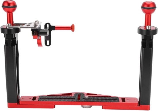 Stabilizzatore di carrello in alluminio con impugnatura doppia per immersioni con manopola di chiusura - Ospite per fotocamera da acqua.