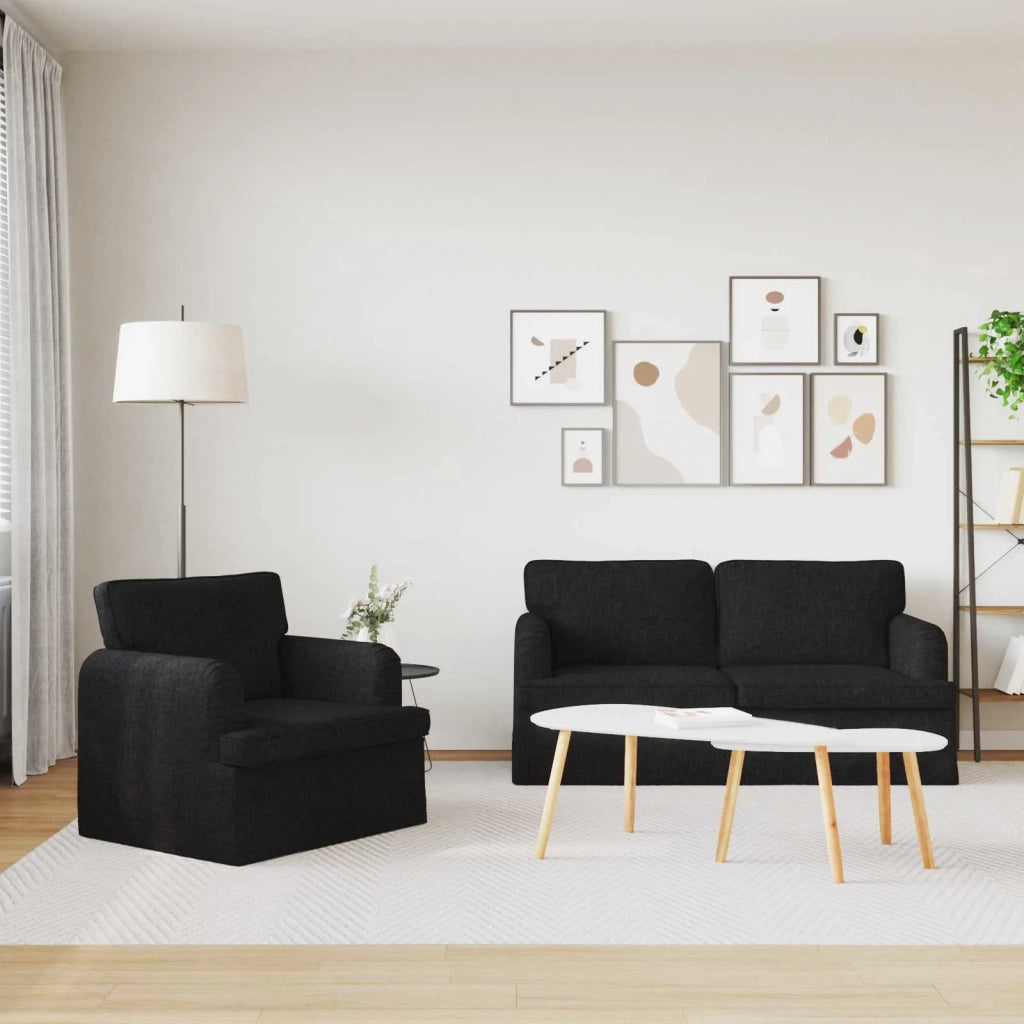Divano 2 pcs Nero 162 x 80 x 85 cm Tessuto