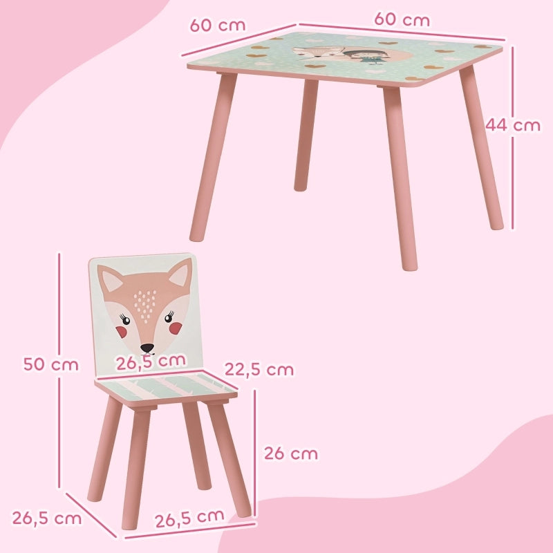 SET Tavolo e 2 sedie 60x60 cm Legno di pino Rosa