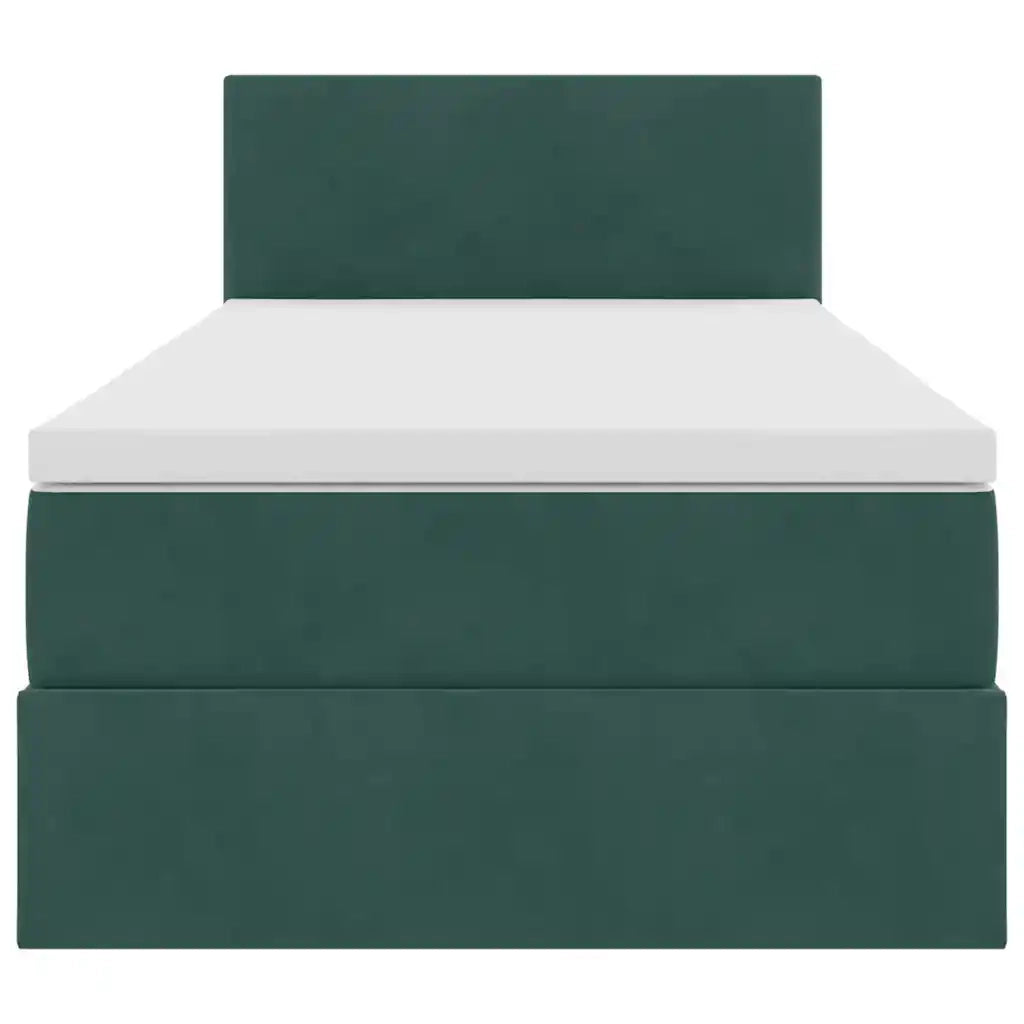 Letto con contenitore e LED Verde Scuro 90 x 190 cm Velluto 3371304