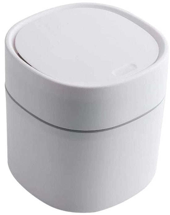 Vaschetta di raccolta rifiuti compatta con coperchio per cucina, tavolo, bagno, camera da letto, bambini (bianca)