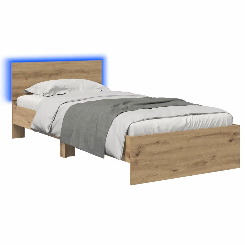 Letto con LED Rovere Artigianale 80 x 200 cm