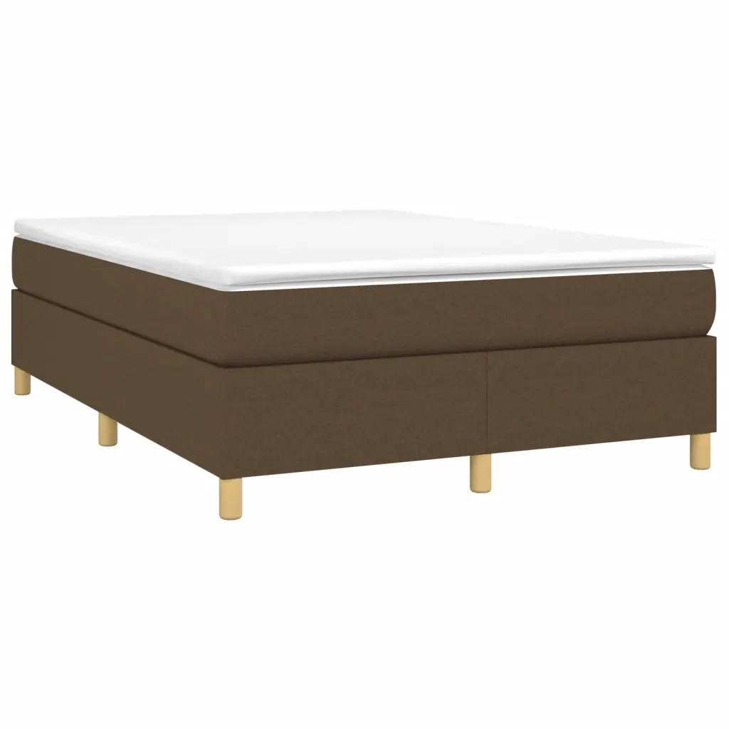 Struttura Letto a Rete a Molle-Giroletto Marrone Scuro 140x200 cm Tessuto 637118