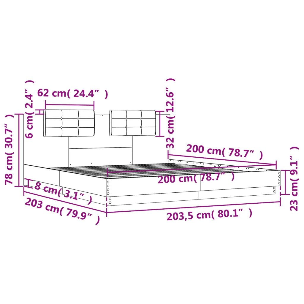 Giroletto Testiera Grigio Sonoma 200x200 cm Legno Multistrato 3209896