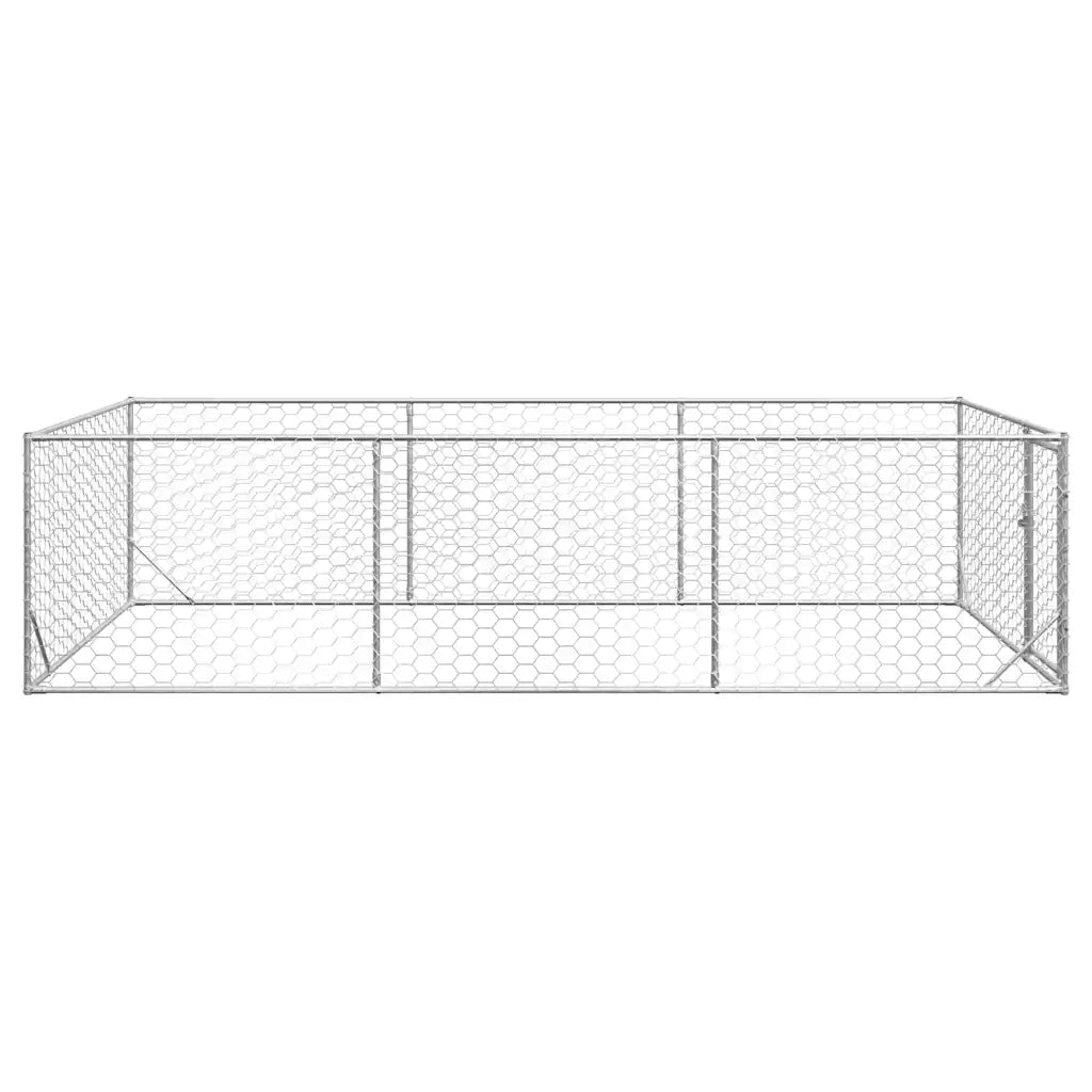 Cuccia per Cani da Esterno con Porta 2x4x1 m Acciaio Zincato