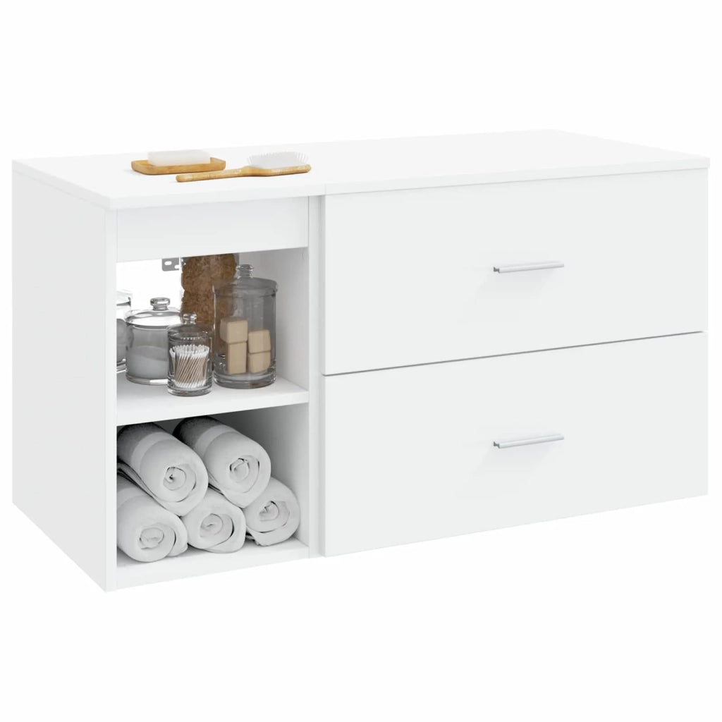 Set di mobili per il bagno 2 pz Bianco Legno ingegnerizzato 3403936