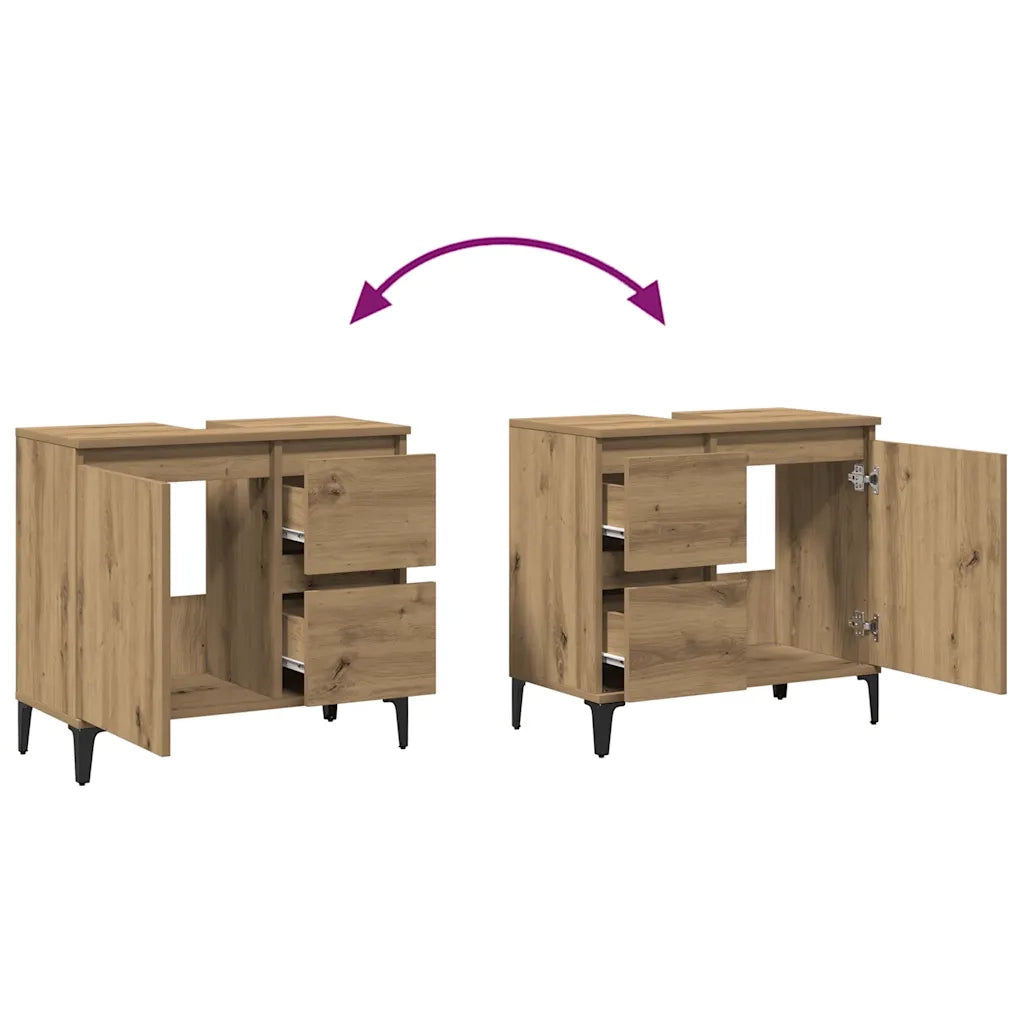Mobile Sottolavabo Rovere Artigianale 65x33x60 cm in Truciolato 857124