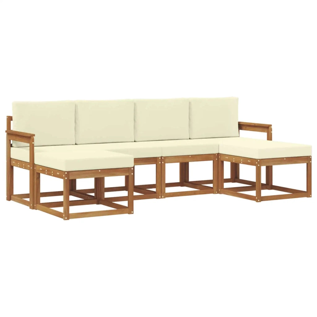 Set di divani da esterno con cuscino 6 pcs Naturale e Crema