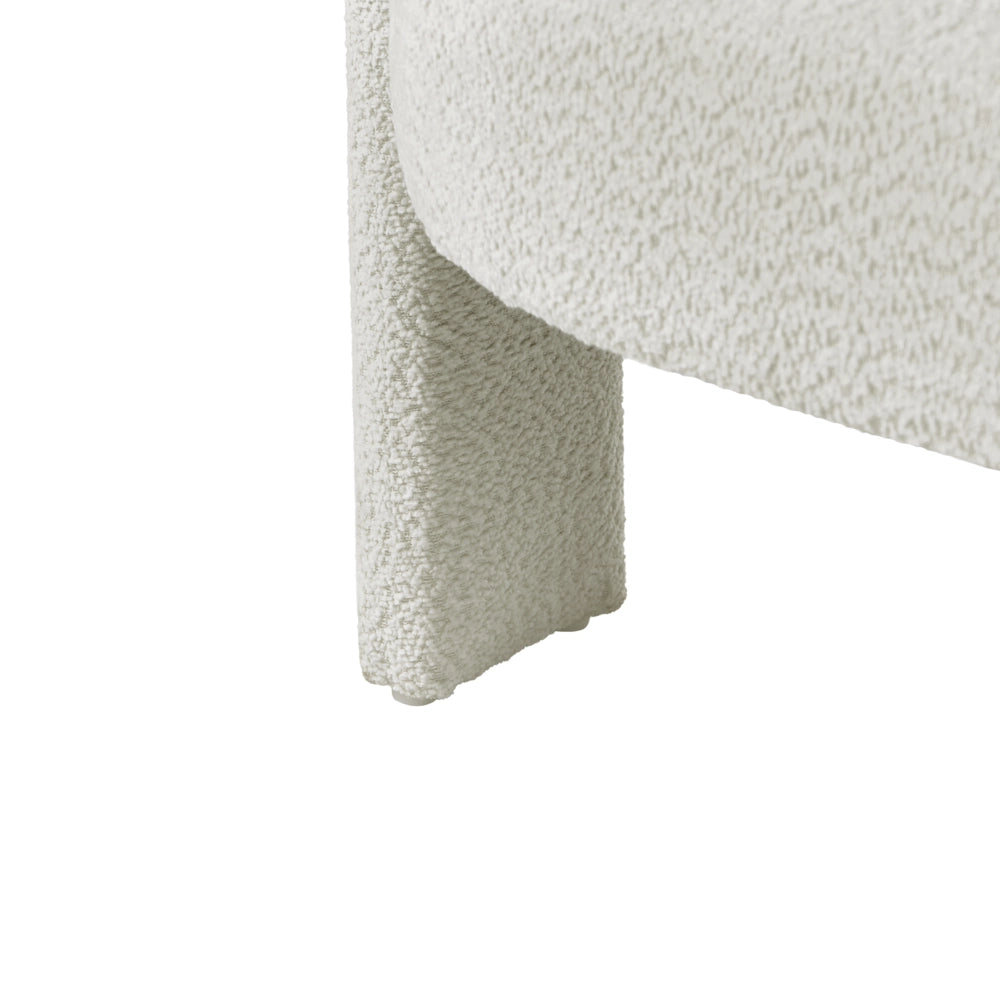 Divano a 2 posti in ciniglia di poliestere bianco sporco moderno e confortevole con seduta e schienale curvi in stile scandinavo