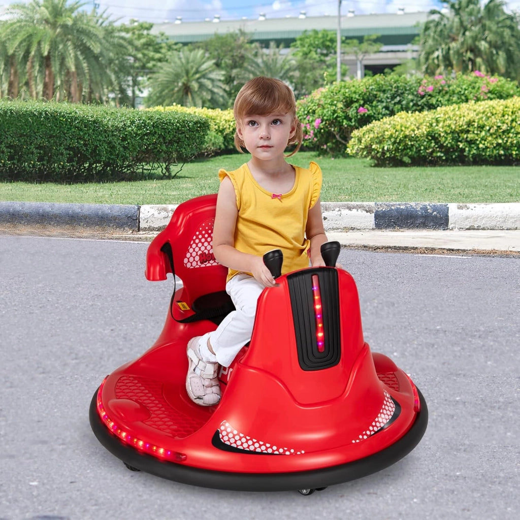 6V Autoscontro Elettrico per Bambini, Veicolo Elettrico con Telecomando, Girevole a 360°, Luci LED Colorate e Cintura di Sicurezza Regolabile, 37-95 Mesi (Rosso)
