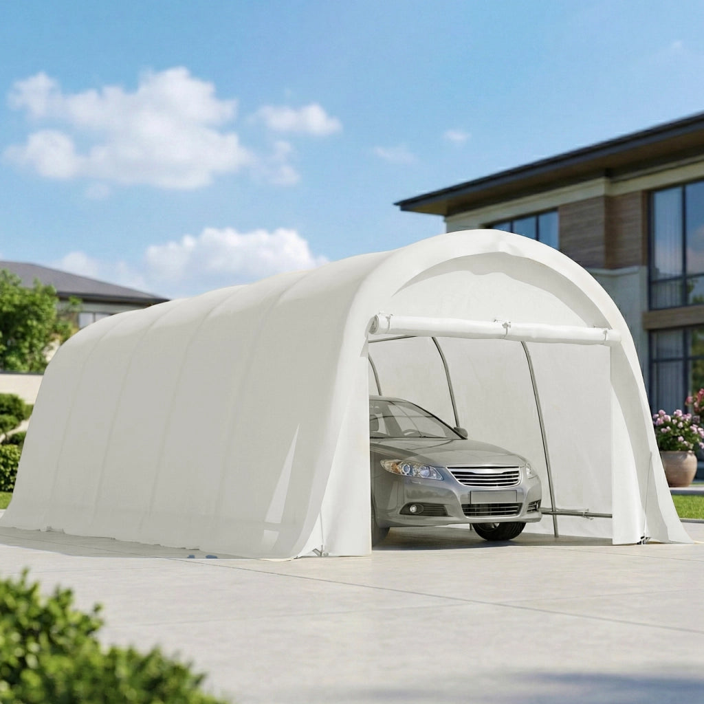 Tenda Garage per Auto Esterno ¨C Minimal ¨C 3.6x7.2 m Crema