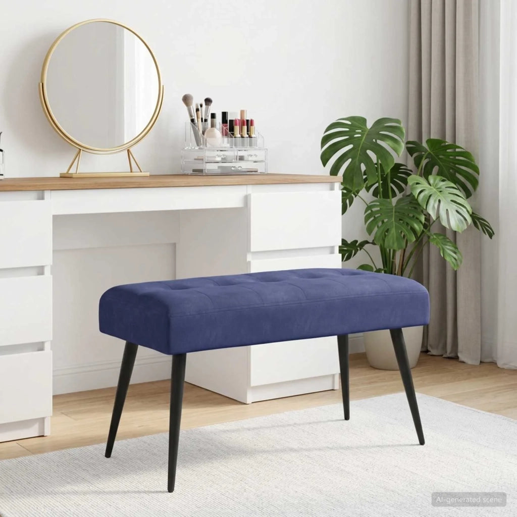 Panchina con bottoni imbottiti Blu Polizia 80 x 40 x 46 cm 42038527