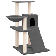 Tiragraffi per gatti torre per arrampicata giocattolo piattaforma per arrampicata con tiragraffi in sisal scuro 82 cm grigio 02_0022705