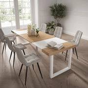 Consolle allungabile, 262x90x73cm, Per 12 persone, Gambe in legno, colore Rovere e bianco RF2981