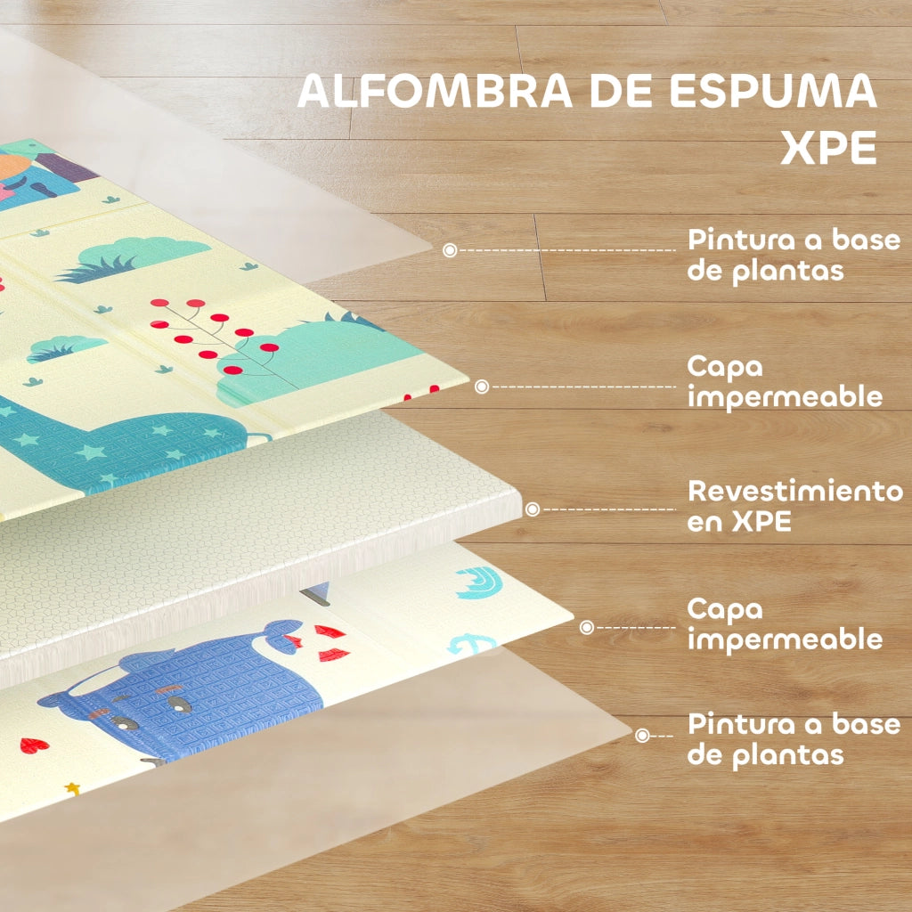 Tappeto Pieghevole Reversibile per Bambini ¨C zephmum ¨C 196x176x1.5 cm Multicolore