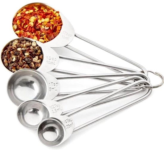 Set di Lepeli 5 pezzi - Acciaio Inossidabile - Bilancia da Cucina - Set di Cucchiai di Misura - Set di Lepeli per Caffè/Tè - Preciso e Duraturo