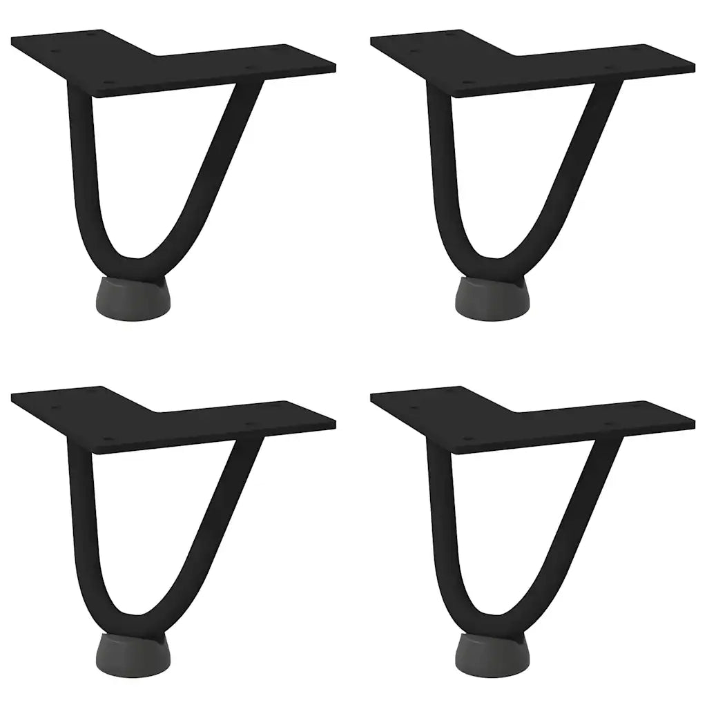 Gambe a forcina per tavolino da caff¨¨ 4 pz-Set di 4 Gamba per Tavolo nere 10 cm in acciaio massiccio 270228