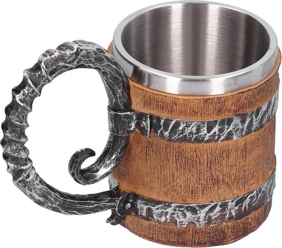 Bicchiere per Birra in Acciaio Inossidabile - Belle Stampe - Resistente alle Alte Temperature.