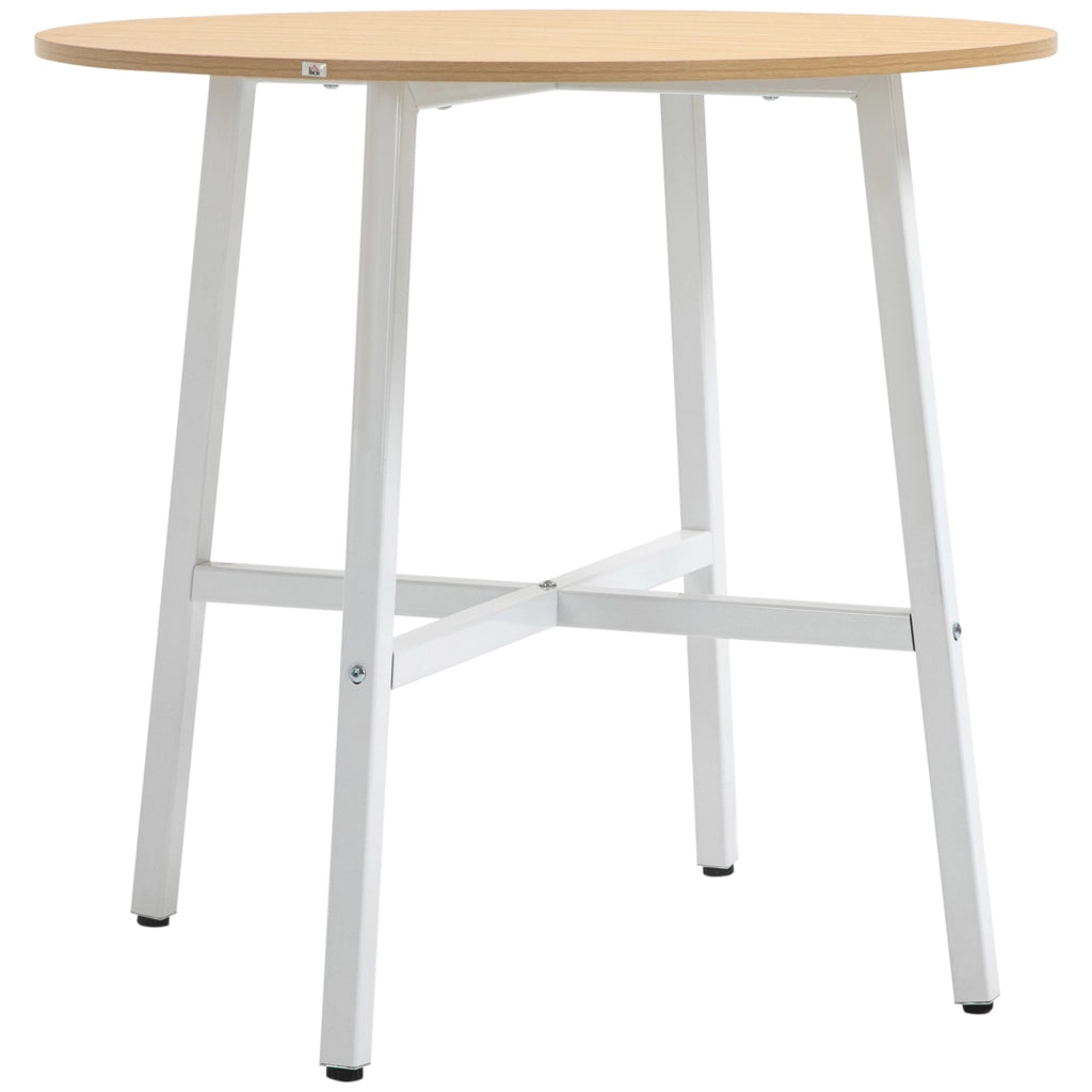 Tavolo da Pranzo Rotondo Moderno per 4 Persone ¨C Zephmum ¨C Legno Naturale e Bianco ?80x76 cm