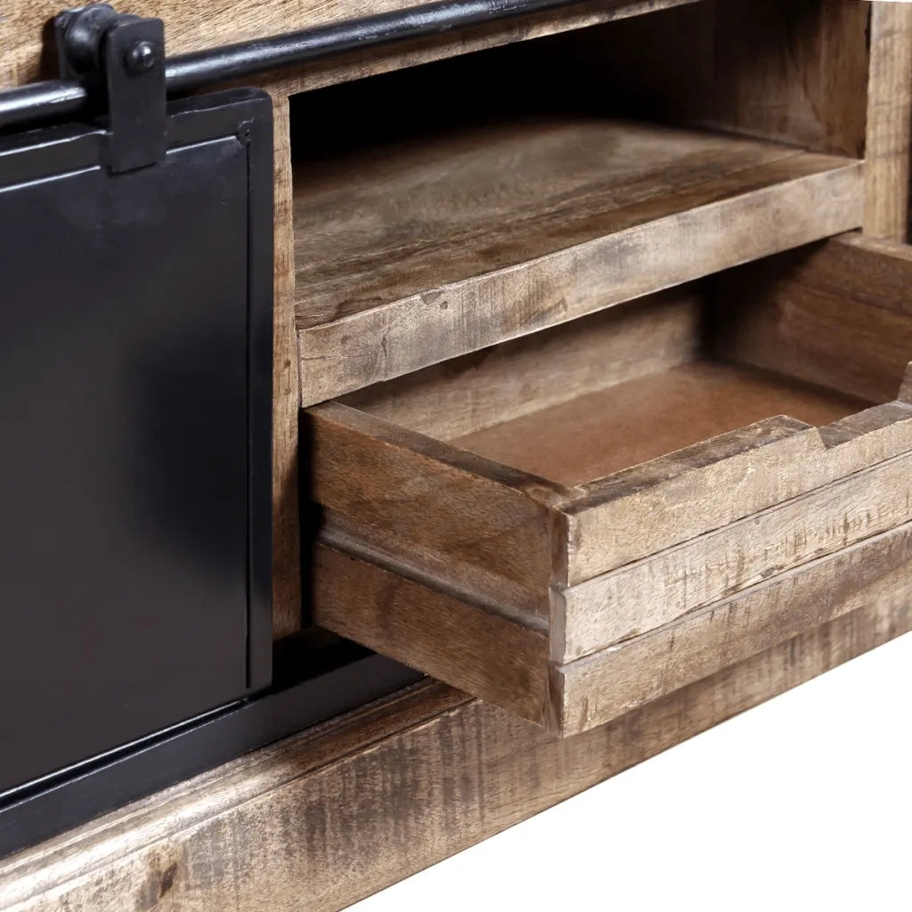 Mobile TV 2 Porte Scorrevoli Legno Massello Mango 110x30x45 cm 244019