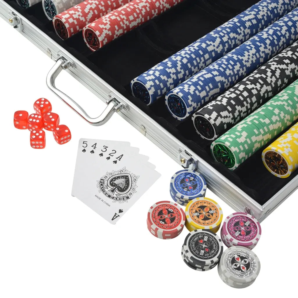 Set da Poker con 1000 Chips Laser Alluminio CFW4864684