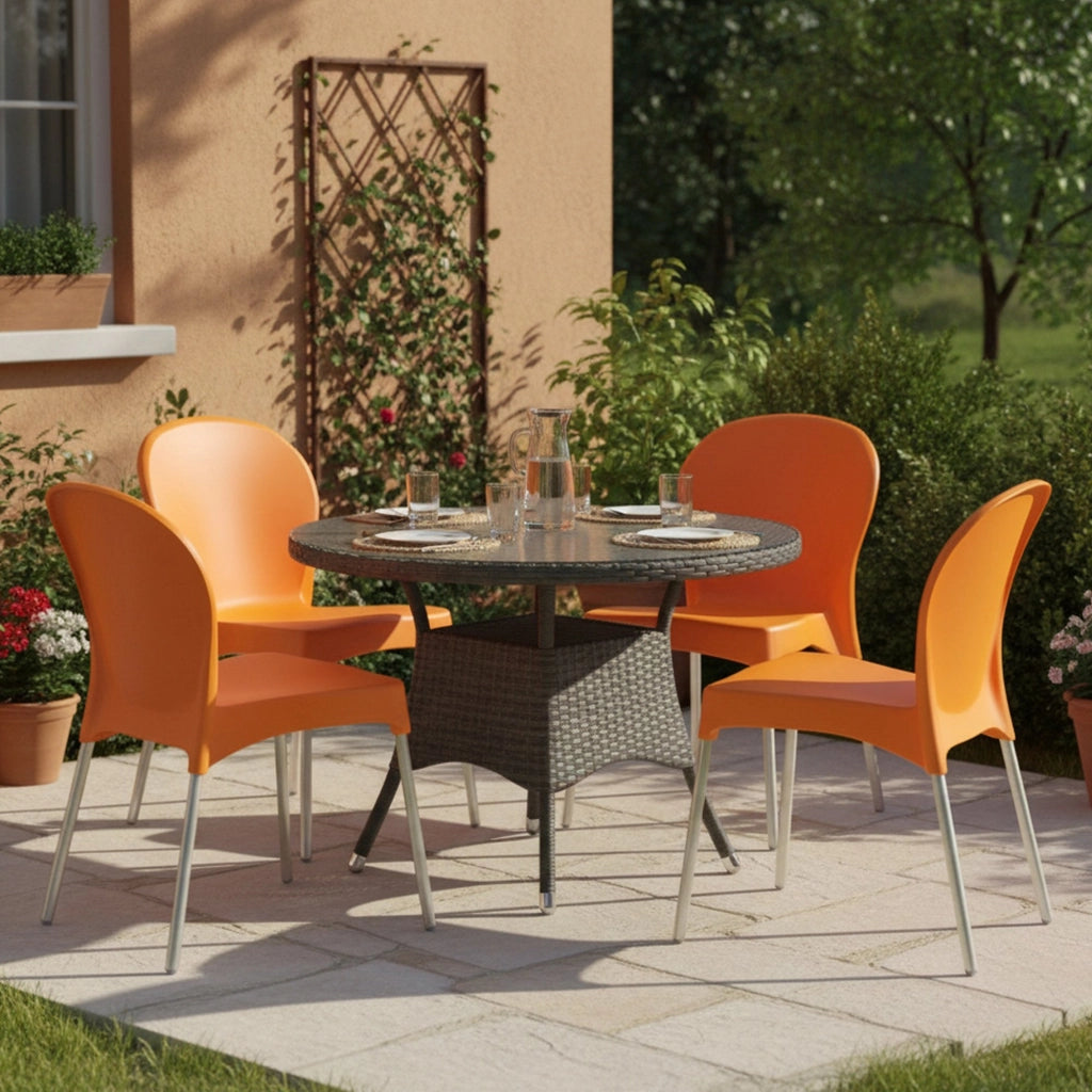 Eclectic, Sedia da Esterno 4 Sedie Made in Italy, Arancione