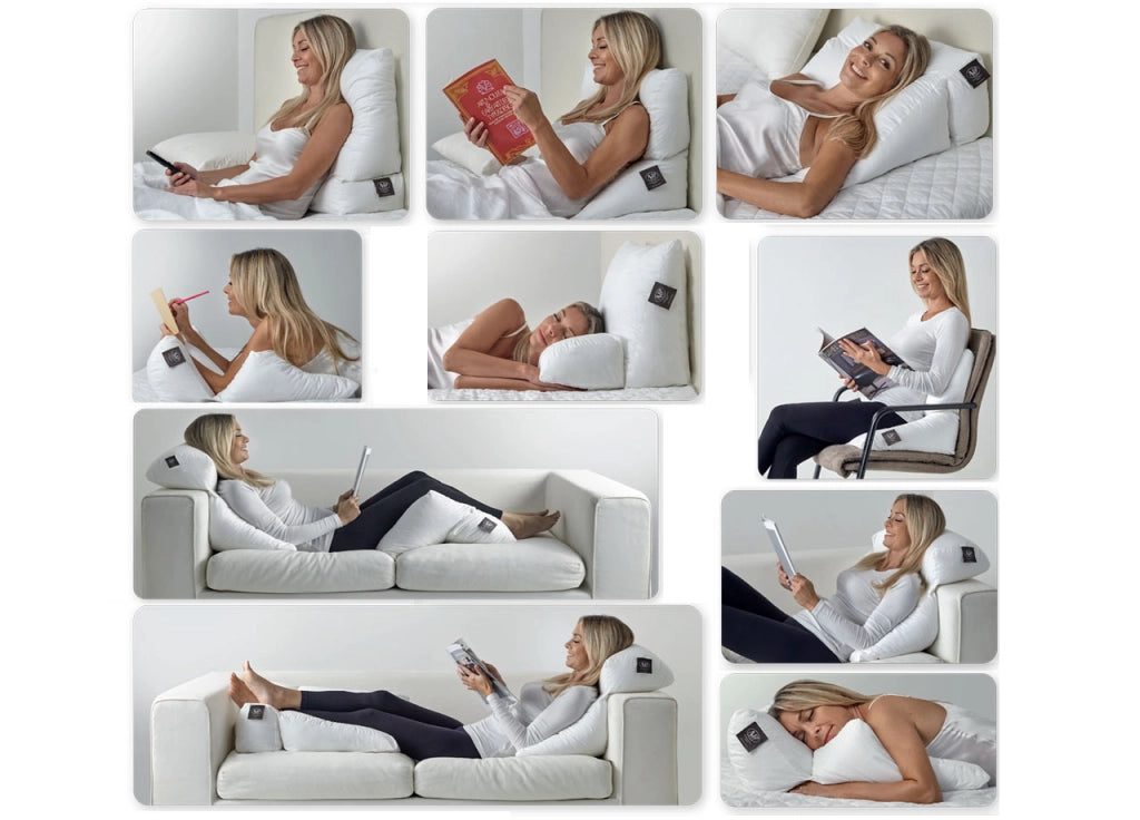 Cuscino Ergonomico Posturale Decapillow 10 Usi 1 Cuscino Multi Posizione Sostegno Gambe Spalle - Cuscino Con Federa - Bianco