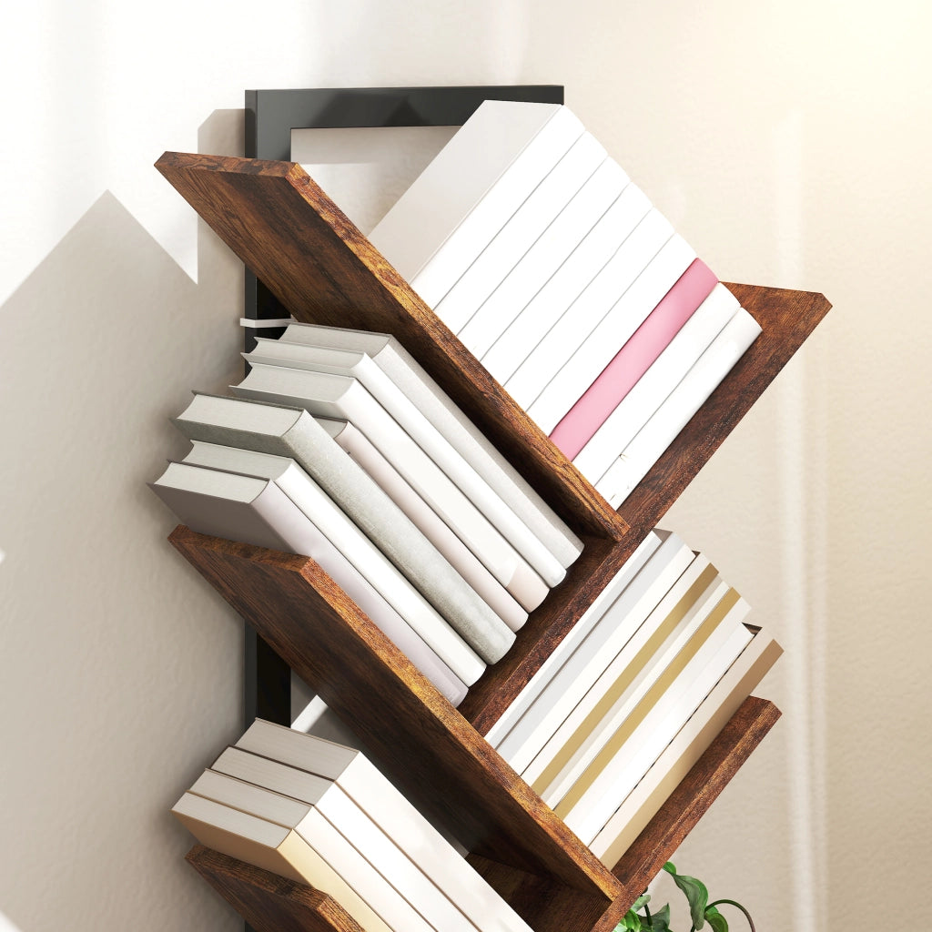 Libreria Rustica con 9 Ripiani per Ufficio ¨C Zephmum ¨C Legno Marrone 80x24x180
