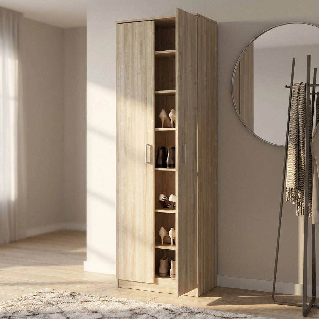 Armadio scarpiera con 7 scaffali in Legno Composito cm 33x45x192 - BONIFACE