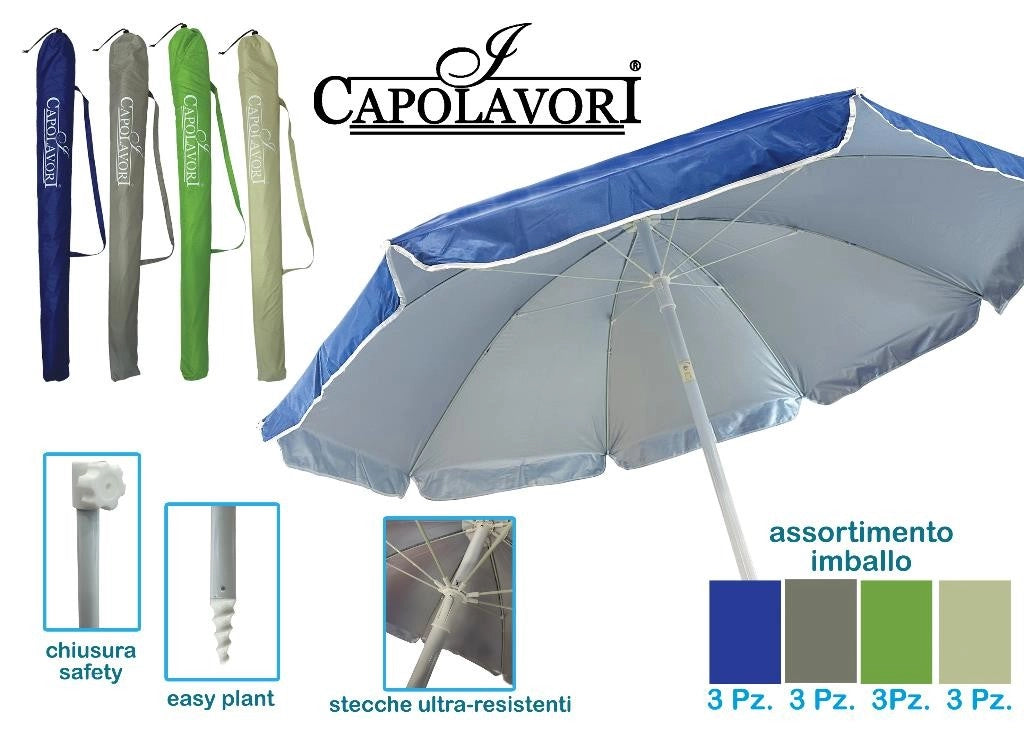 Ombrellone Spiaggia Mare Duplex Oxford con Snodo 200 cm Vari Colori