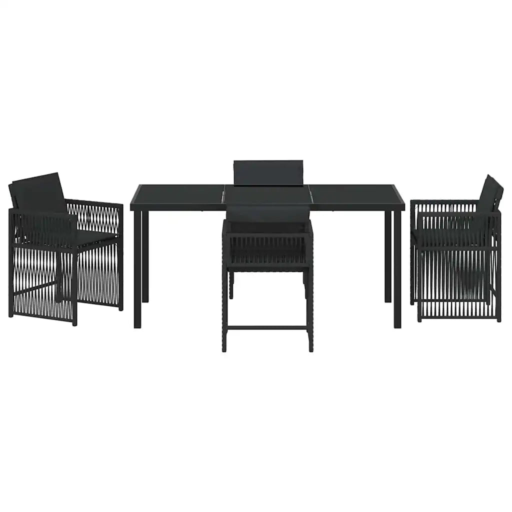 Set da Pranzo per Giardino 5 pz | Set Salotto da Giardino Nero polyrattan