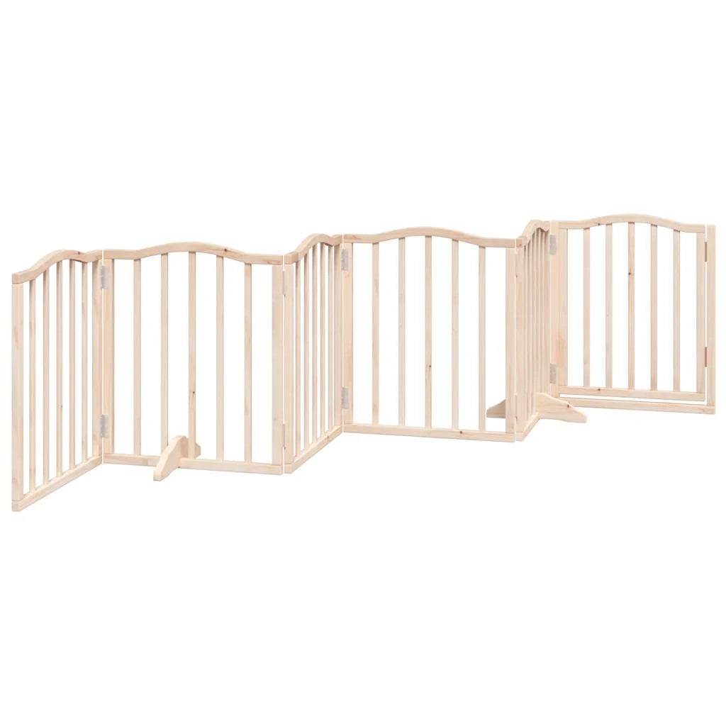 Cancelletto di sicurezza per cani con 6 pannelli in legno di pioppo marrone 02_0023325