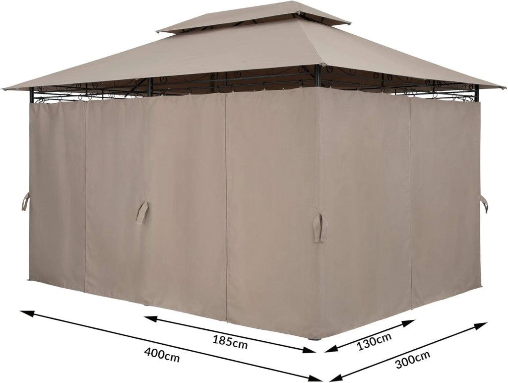 Gazebo Topas Padiglione 3x4m in Metallo Resistente Idrorepellente con Pannelli Laterali Tendone da Giardino Feste