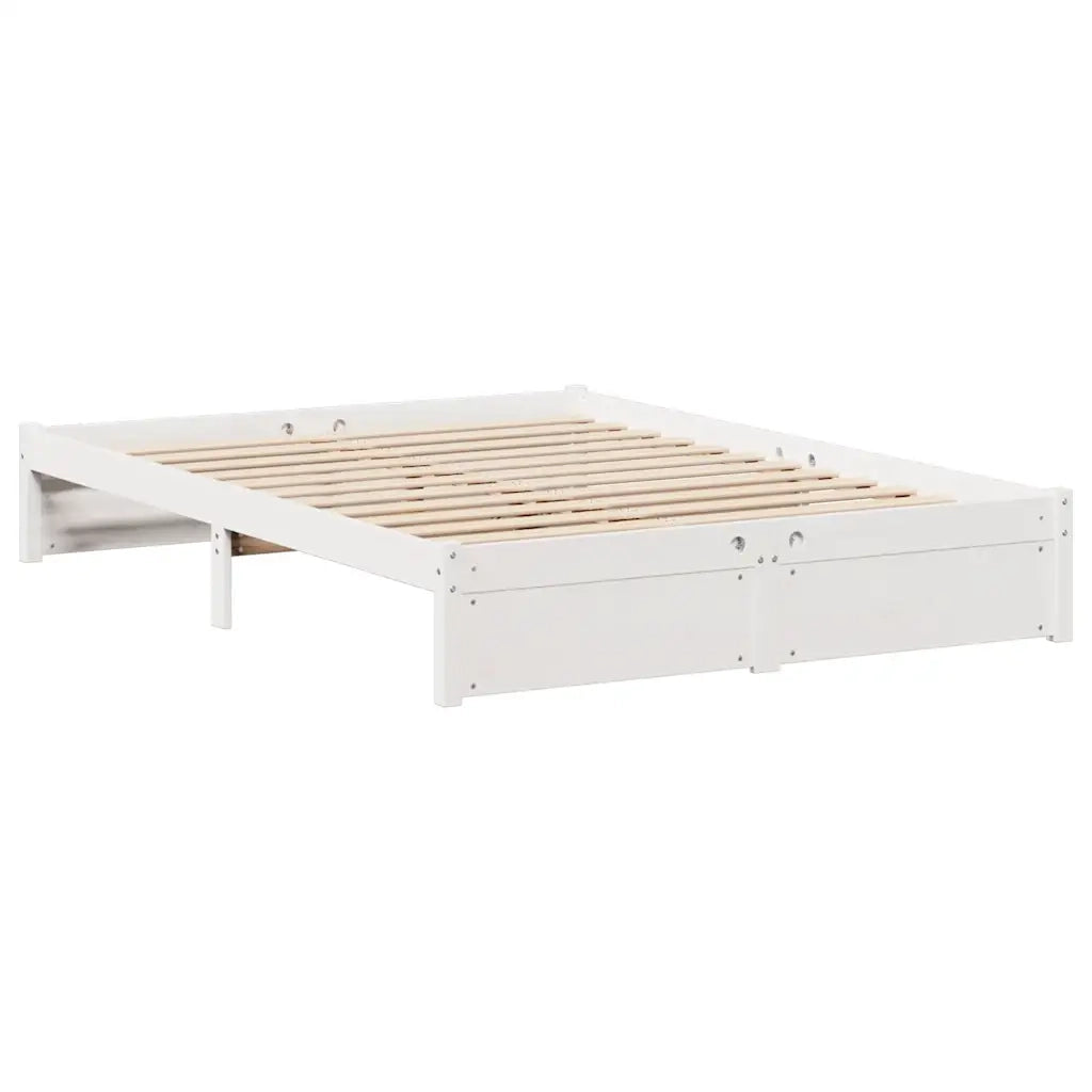 Letto Libreria senza Materasso-Struttura Letto con contenitore Bianco 140x190 cm Legno di Pino 281173