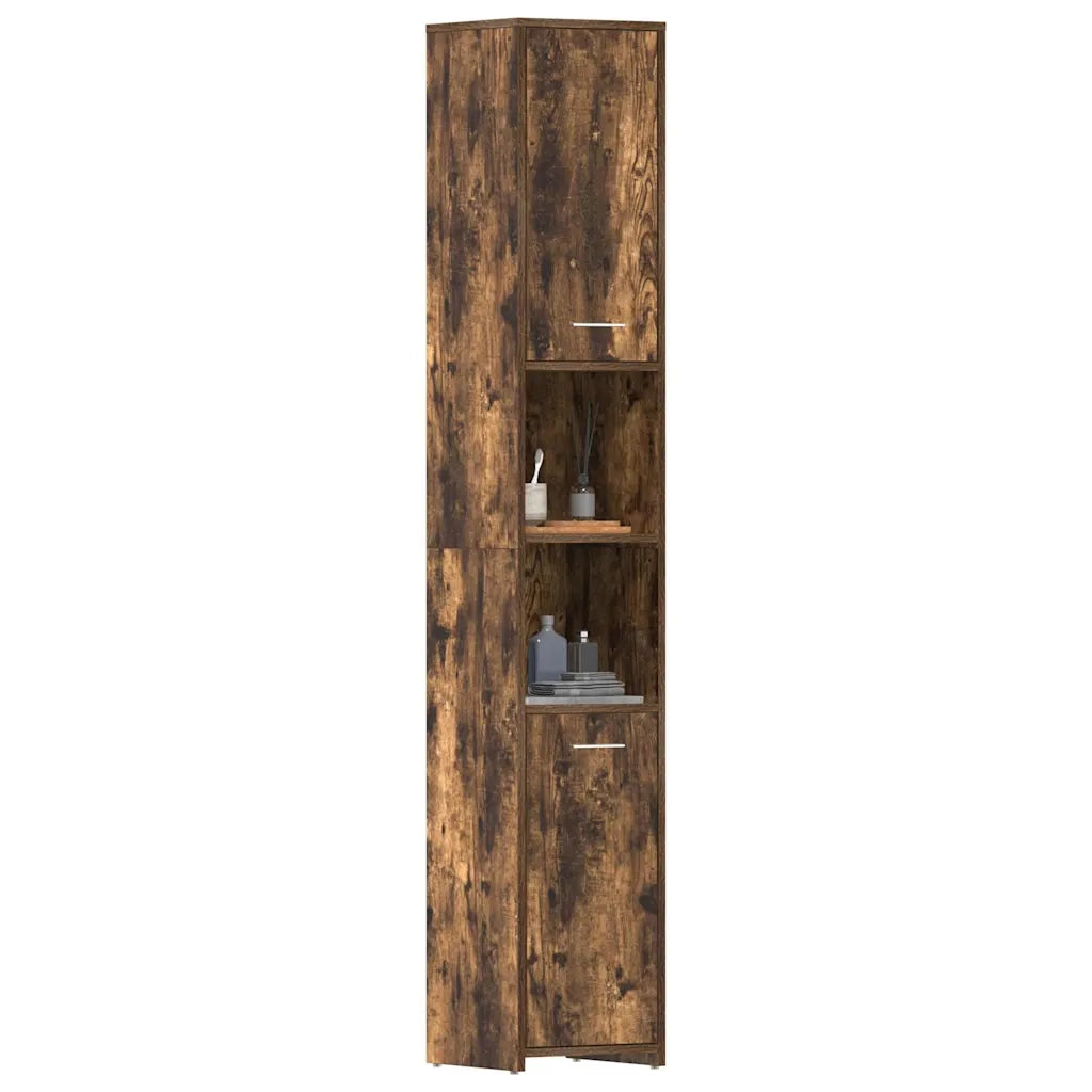 Armadietto Bagno Rovere Fumo 30x30x183,5cm Legno tecnico 815519