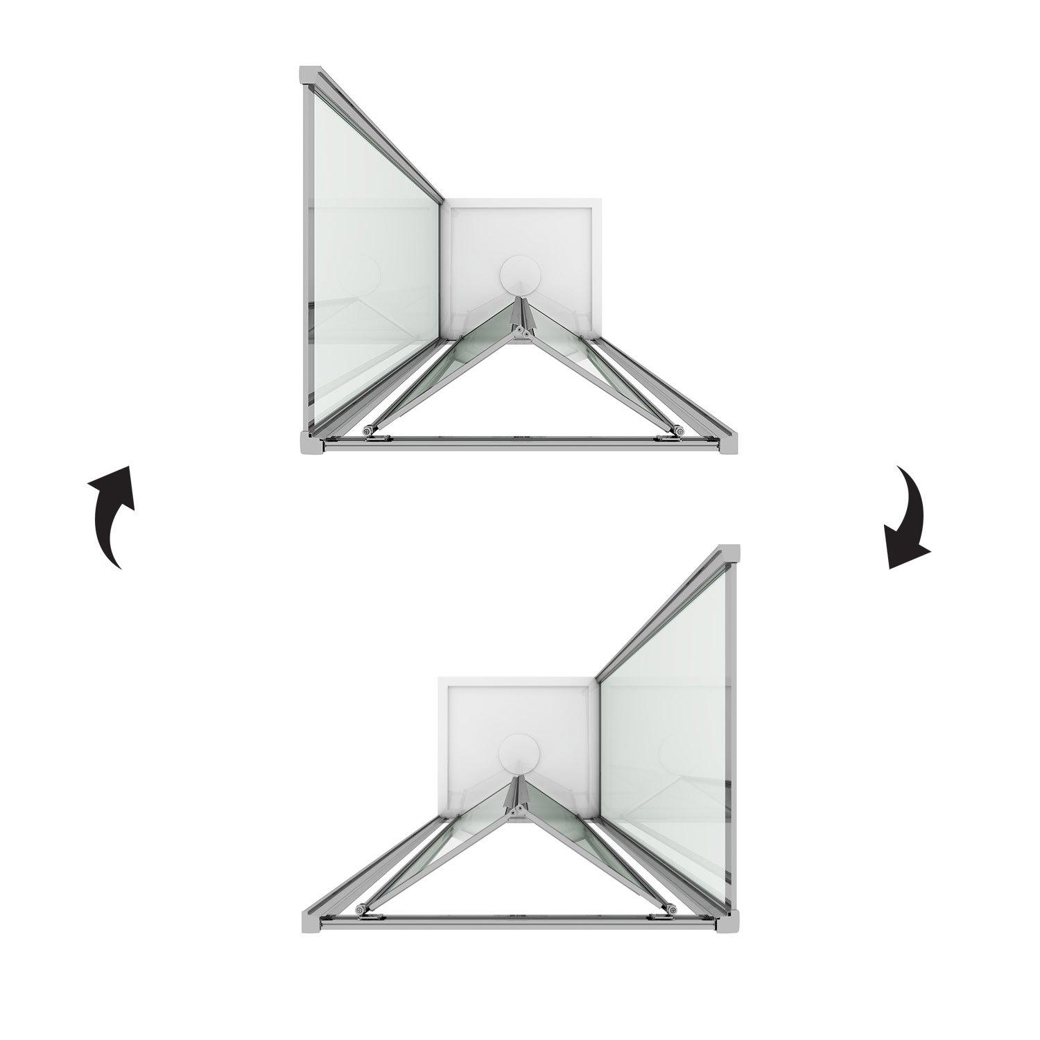 Box Doccia Angolare 75x90 cm 1 Anta a Libro in Cristallo Opaco 4mm H198 Fosterberg Fyn Duo