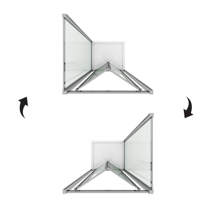 Box Doccia Angolare 75x75 cm 1 Anta a Libro in Cristallo Trasparente 4mm H198 Fosterberg Fyn Duo