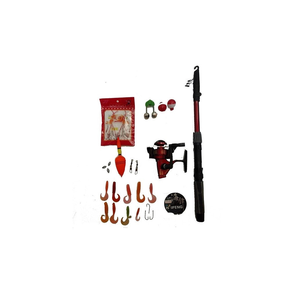 Trade Shop - Cassetta Completa Kit Canna Da Pesca Mulinello Esche Artificiali Galleggiante -