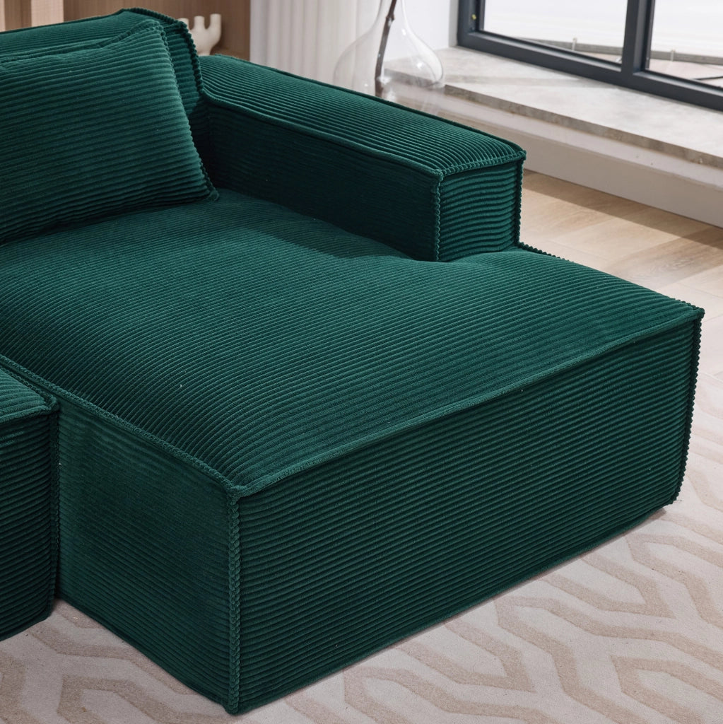Divano imbottito 235 cm in poliestere verde retrò HAVRYA