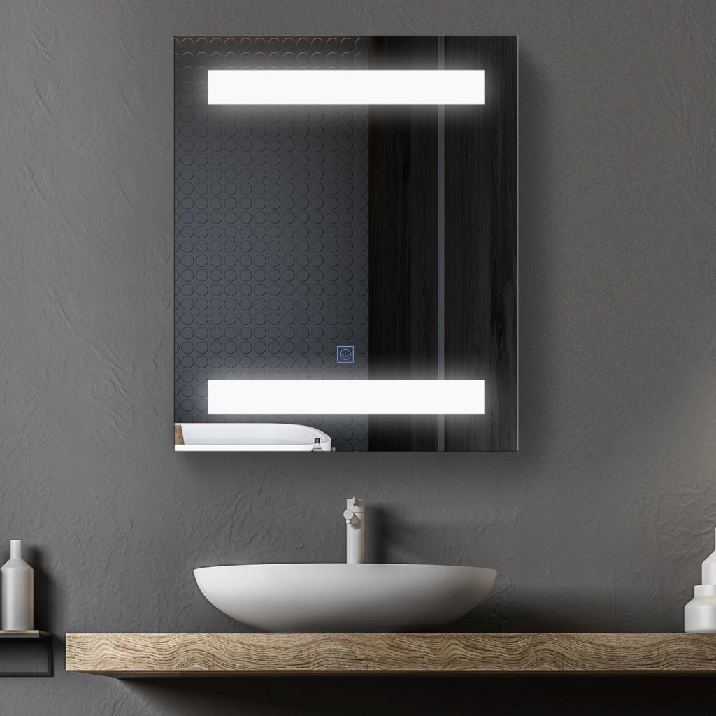 Pensile da Bagno 1 Anta Specchio con LED 60x50x15 cm  MorningLight Bianco