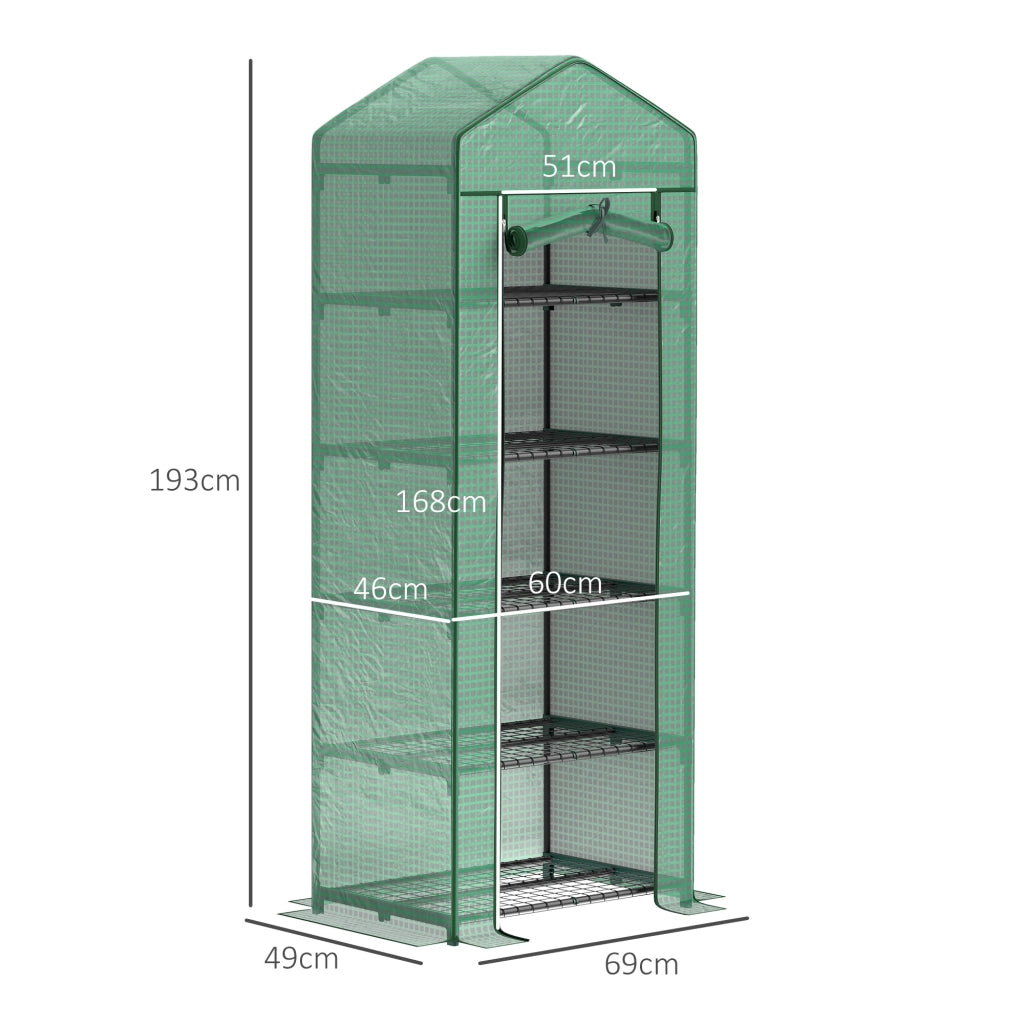 SERRA con 5 Livelli 69x49x193 cm in Plastica Verde