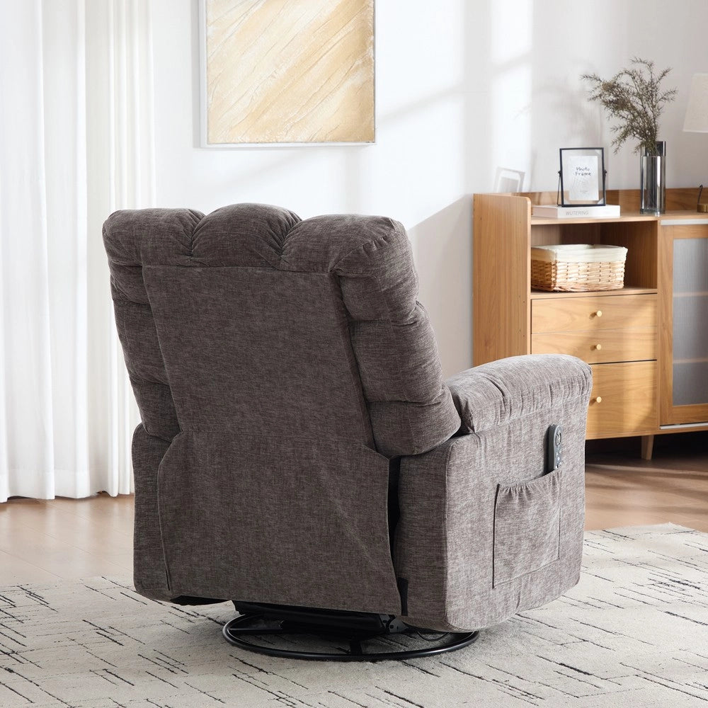 Poltrona Relax Elettrica Girevole 360¡ã con Massaggio, Riscaldamento e Poggiapiedi ¨C MINIMAL ¨C Grigio