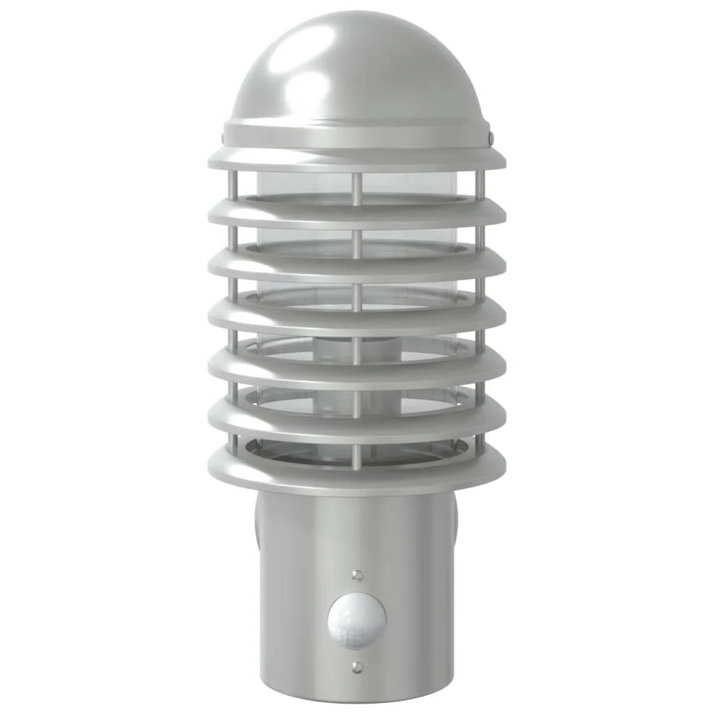 Applique da esterno con sensore di movimento 15 x 15 x 33,5 cm moderna illuminazione di sicurezza in acciaio inox argento 02_0056569