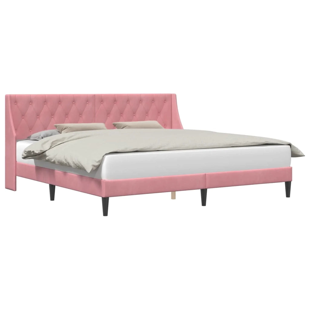 Struttura del letto con testiera Rosa 200 x 200 cm Velluto