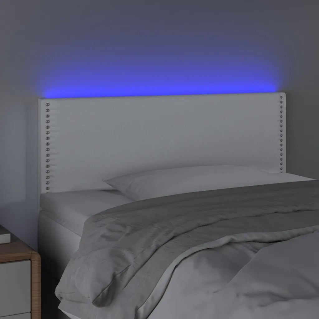Testiera | Testata Bianco a LED 100x5x78/88 cm in Similpelle