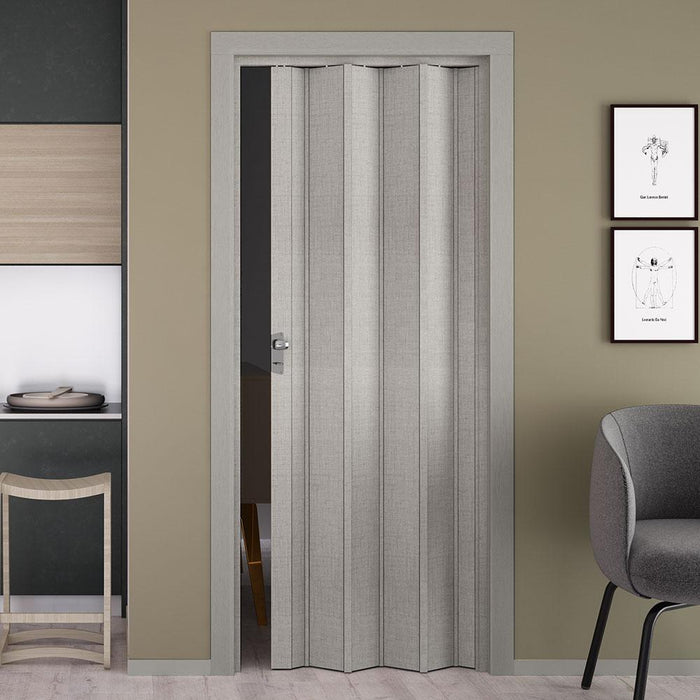 Porta a Soffietto da Interno 88,5x214 cm in PVC Florance Tessuto Grigio