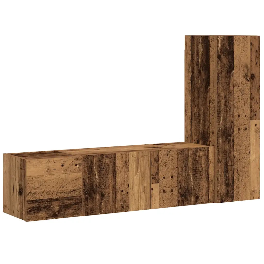 Mobili TV a Parete 3 pz Legno Antico in Legno Multistrato