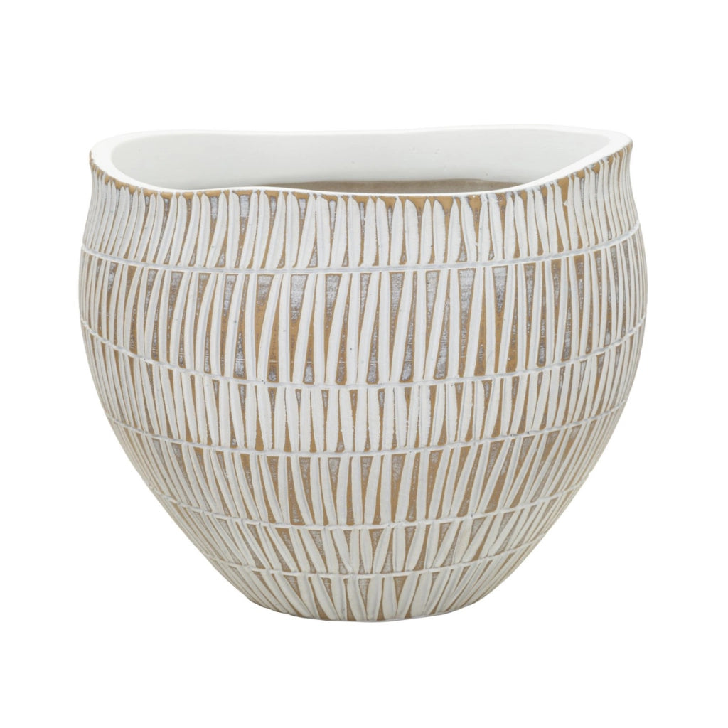 Vaso Decorativo VKH683, Bianco, Poliresina, 26x26x20,5 cm